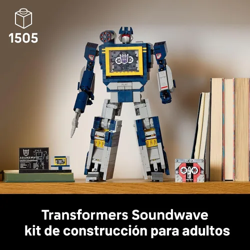 Vista 2 de LEGO Icons Transformers: Soundwave - Building Set W/Sound Effects for Adults, 18+ - Model Kit W/Ravage & Laserbeak Figures - DIY Home Decor