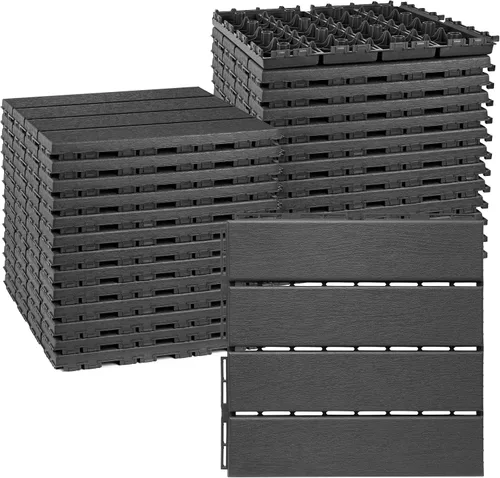 Vista 24 de ToLanbbt Cojín modular entrelazado 8P de 11.8 x 11.8 pulgadas, agujeros de drenaje de goma entrelazados antideslizantes para cubierta, ducha