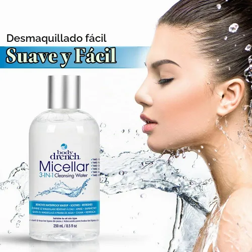 Vista 3 de Body Drench Agua limpiadora micelar 3 en 1: elimina el maquillaje impermeable, 8.5 onzas líquidas