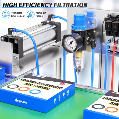 Vista 3 de TAILONZ PNEUMATIC Kit de regulador de presión de filtro de aire NPT AFR2000 de 1/4 pulgadas (0 a 145 psi) Filtro compresor de herramienta de aire