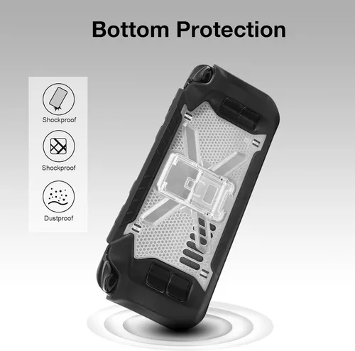 Vista 3 de MOSISO Funda compatible con Steam Deck, cubierta de TPU con correa para el hombro y soporte, cubierta protectora rígida resistente resistente