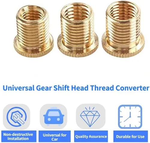 Vista 2 de Adaptador de perilla de cambio M8 X 1.25, M10 X 1.25, M10 X 1.5 Rosca de latón Universal Tornillo de perilla de cambio (3 piezas) Brass Thread