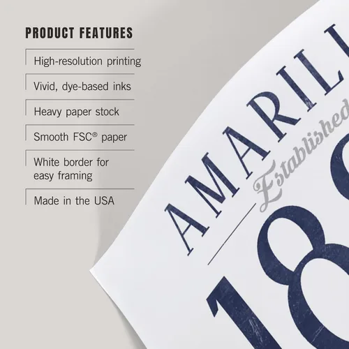 Vista 3 de Lantern Press 8x12 Art Print, Amarillo, Texas, Established Date (Blue)