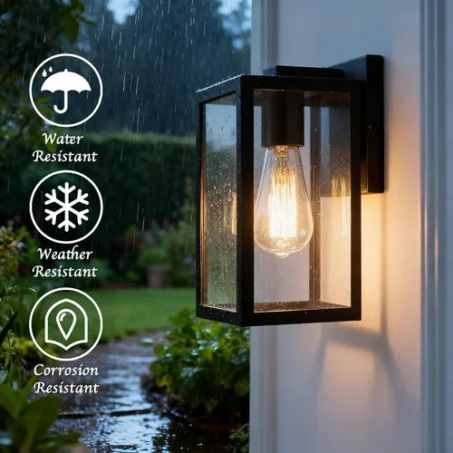 Vista 5 de Bestshared Lámpara de pared exterior, farol de pared exterior, accesorio de iluminación de montaje exterior, lámpara exterior para porche, entrada