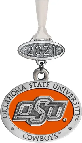 Vista 39 de Adorno de Alabama sin fecha Adorno de árbol de Navidad esculpido a mano Incrustación de metal de peltre Alma Mater intrincadamente elaborada