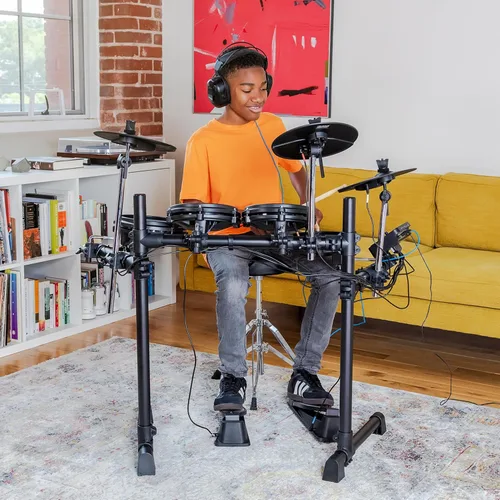 Vista 11 de Kit Alesis Turbo Mesh – Set de batería eléctrica con más de 100 sonidos, almohadillas de tambor de malla silenciosas, baquetas, cables de conexión