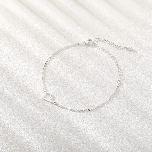 Vista 3 de LOYJOY - Pulseras con iniciales para mujer, pulsera con letras doradas, cadena dorada, pulsera con dije inicial de letras, joyería de moda chapada