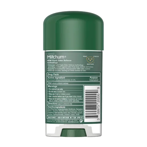Vista 2 de Mitchum Desodorante antitranspirante en barra para hombres, gel de defensa triple contra olores, 48 horas de protección, probado por dermatólogos