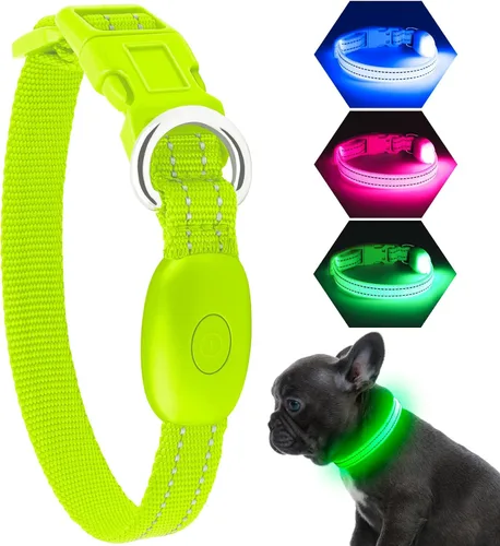 Vista 10 de Collar de Perro Iluminado para la Noche, Collar de Perro LED Ajustable, Recargable Impermeable, Luces de Perro para Caminar por la Noche, Brilla