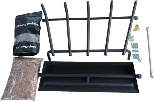 Vista 3 de Bandeja de quemador de 18"-30" para chimenea de gas, quemador de chimenea de gas, troncos de gas, quemador de propano (16.5 pulgadas, dos tubos)