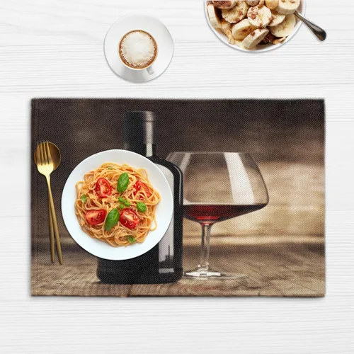 Vista 6 de Juego de 4 manteles individuales con patrones de vino, lavables, impermeables, para decoración de mesa de comedor, 18 x 12 pulgadas