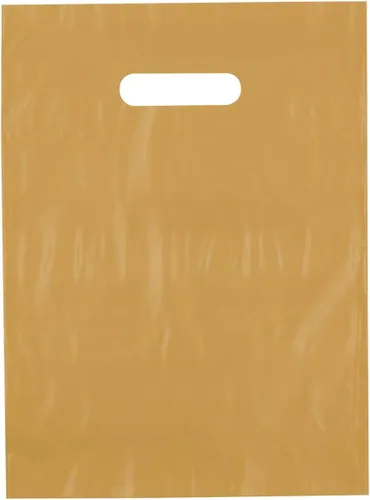 Vista 3 de Bolsas de compras de plástico con asas troqueladas de 9x12, negras, 100/cs – Bolsas marca directa