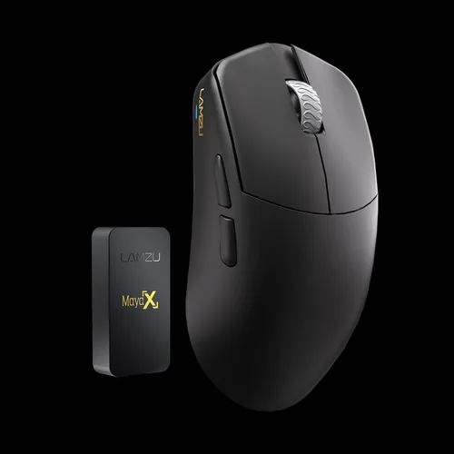 Vista 5 de Lamzu Maya X Ratón Inalámbrico para Juegos, Ultra Ligero 47g, Interruptor Óptico, Máximo 30000 DPI, Simétrico, MCU Nordic 52840, Codificador a Negro