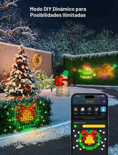 Vista 2 de Govee Luces de red para exteriores, 2.8 x 4.7 pies con funciones RGBIC
