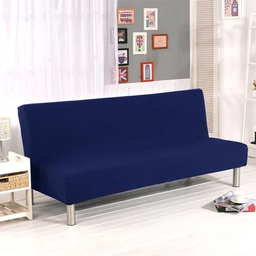 Vista 8 de Funda de sofá cama sin brazos de color sólido, poliéster spandex elástico, funda para futón de 3 plazas, completamente plegable, protector de sofá