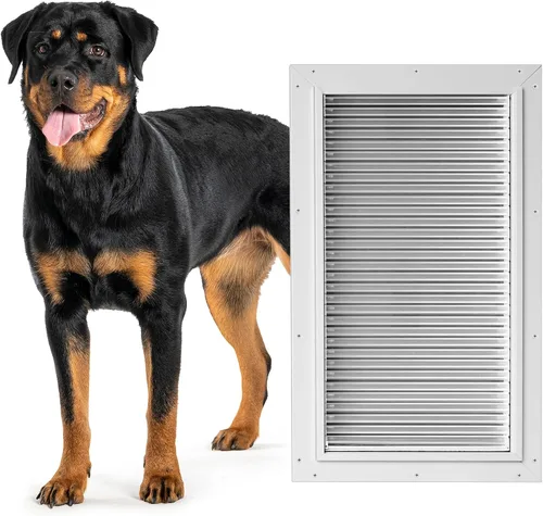 Vista 8 de Armor Flex - Puerta para mascotas con marco de aluminio resistente por High Tech Pet - Tecnología avanzada de solapa, protección resistente a
