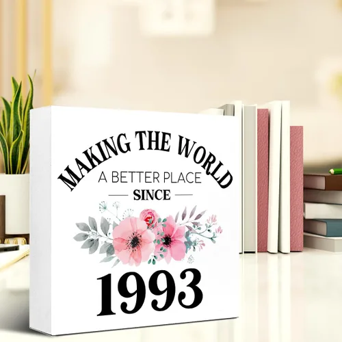 Vista 5 de Regalo de 30 cumpleaños para mujeres y hombres, haciendo del mundo un lugar mejor desde 1993, decoración de escritorio para decoración de fiesta