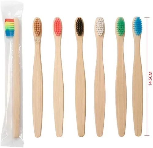 Vista 3 de 10/20/40PCS Cepillo de dientes colorido Juego de cepillos de dientes de bambú cerdas suaves de carbón de bambú cepillos de dientes cuidado oral
