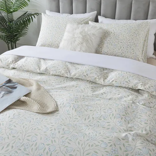 Vista 56 de HoneiLife Juegos de Fundas de Edredón Twin - Funda de Edredón Floral 100% Algodón, Juego de Ropa de Cama Transpirable de 2 Piezas con Cierre