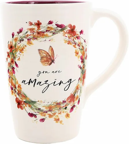Vista 8 de Pabellón - Taza de 17 onzas para abuela, taza de café con patrón floral, taza de café de mariposas, ideas de cocina para primavera y verano, taza