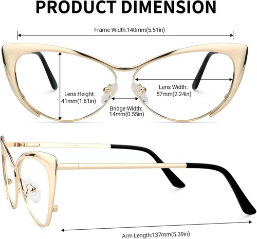 Vista 4 de Zeelool Ellen VFM0176 - Lentes de bloqueo de luz azul de gran tamaño con ojo de gato