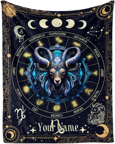 Vista 18 de Manta del Zodiaco Acuario para Niños y Niñas, Diseño Temático de Astrología Secreta Impreso, Mantas de Tiro para Niños, Regazo, Silla, Manta Suave