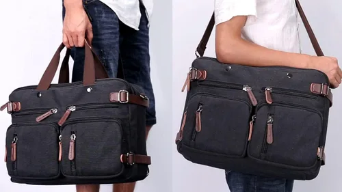 Vista 9 de Iblue Bolso de mensajero Mochila Bolso de hombro Maletín se adapta a 17.0 en el ordenador portátil # 7693, XL, Negro