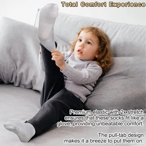 Vista 4 de Calcetines para niños pequeños, 25 pares de calcetines tobilleros para niños y niñas con lengüetas de tracción para niños de 1 a 13 años, calcetines