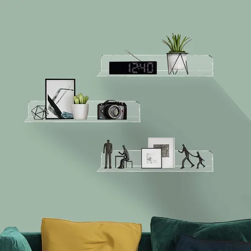 Vista 5 de Weiai Estantes acrílicos transparentes de 12 pulgadas, estante flotante montado en la pared para almacenamiento en la pared, juego de 2