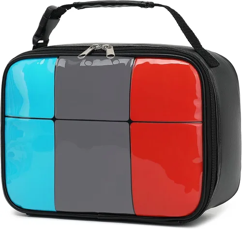 Vista 9 de Lonchera infantil para niños, bolsa de almuerzo aislada, de piel sintética, impermeable, con bolsillo de malla, duradera a prueba de fugas, se 1