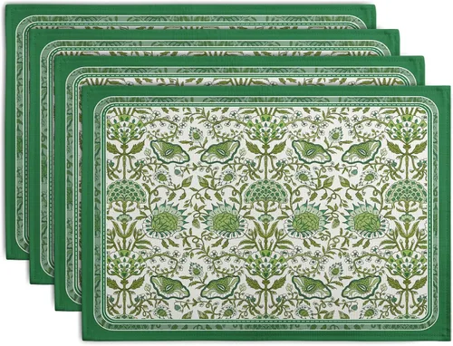 Vista 36 de Juego de 4 manteles individuales del 4 de julio, manteles individuales patrióticos florales con cruces y estrellas del Día de la Independencia y Día