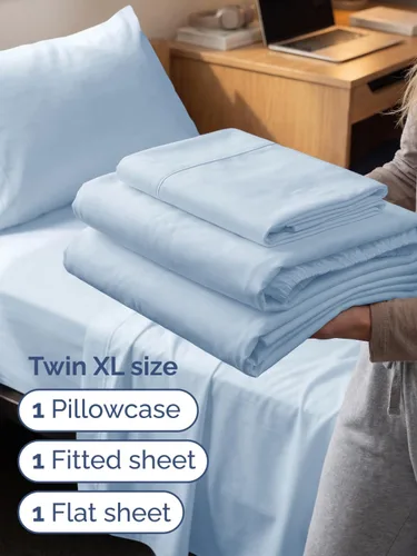 Vista 666 de Extra Deep Twin XL Sheet Set - 3 Piece College Dorm Room - White 01-Blanco