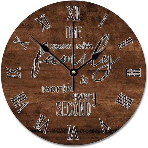 Vista 20 de Time Spent with Family is Worth Every Second - Reloj de pared de grano de madera de playa degradado de 10 pulgadas, funciona con pilas, reloj