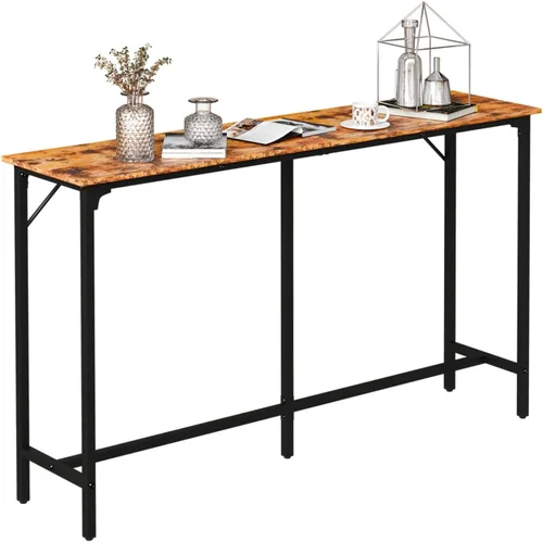 Vista 12 de VINGLI Mesa de bar de 43 pulgadas de alto, rectangular de madera, angosta, larga, altura de mostrador, para cocina, sala de estar, comedor, sofá