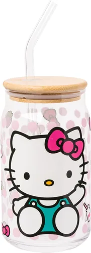 Vista 40 de Silver Buffalo Sanrio - Vaso de vidrio con tapa de bambú y sorbete de vidrio de fotos de Badtz-Maru, 16 onzas