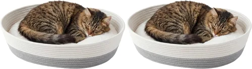 Vista 11 de Kitty City Cama redonda de fieltro, cama cálida y acogedora para gatos, gris Cueva gris y marrón