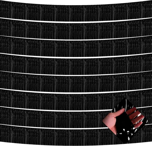 Vista 22 de Paquete de 10 unidades de guirnalda de flecos de papel de aluminio de 10 pies con lentejuelas metálicas, bandera para colgar en la pared, telón
