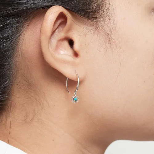 Vista 2 de Boma Jewelry Sterling Silver Flower Shaped Dot Pull Through Hoop Earrings