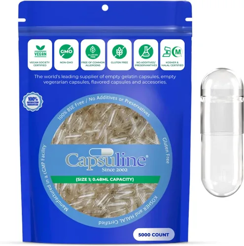 Vista 8 de Capsuline Clear Size 1 Empty Vegetarian Capsules 1000 Count - Vegetarian Capsules