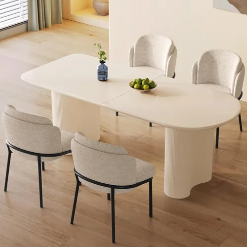Vista 15 de Guyii Juego de mesa de comedor de 55.11 pulgadas con 6 sillas, juego de mesa de cocina moderno, mesa de comedor interior para cocina, bar, sala