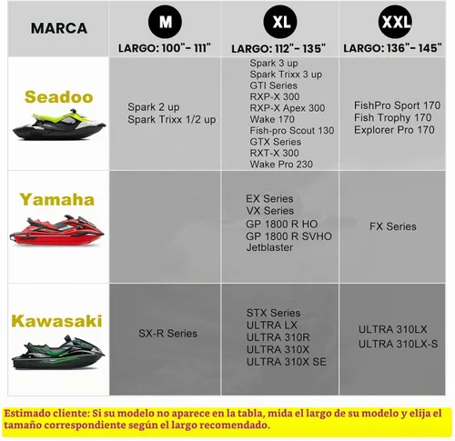 Vista 2 de LIBZAKI - Cubierta PWC para moto acuática, 2-3 asientos, resistente al agua, 600D, resistente a los rayos UV, se adapta a Yamaha Sea-Doo Kawasaki