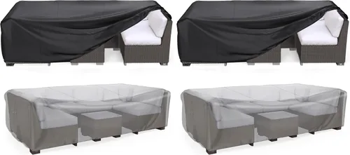 Vista 13 de Mrrihand Funda para Juego de Muebles de Patio Impermeable, Funda para Juego de Sofá Seccional de Exterior de Servicio Pesado 600D Funda para Juego