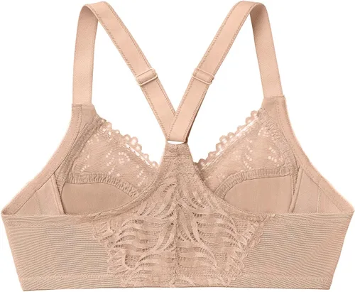 Vista 6 de Glamorise Con aros Wonderwire con cierre frontal y espalda en T para mujer, talla grande #1246