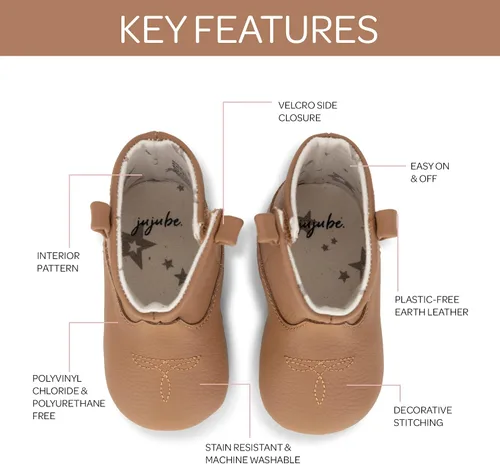 Vista 3 de JuJuBe Eco Steps - Western Boots for Babies & Infants - Machine Washable Vegan Leather Baby Shoes
