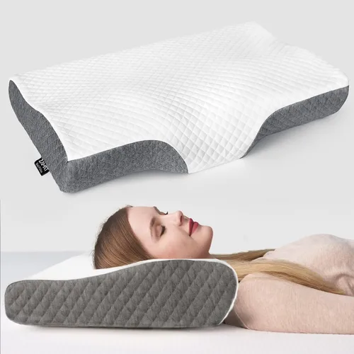Vista 36 de ZAMAT Almohada de espuma viscoelástica para aliviar el dolor de cuello, almohada cervical ergonómica ajustable para dormir, almohada ortopédica