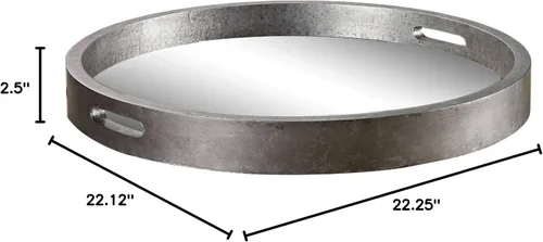 Vista 5 de Bechet - Bandeja para pandereta de plata antigua con espejo de 22 1/4 pulgadas de ancho