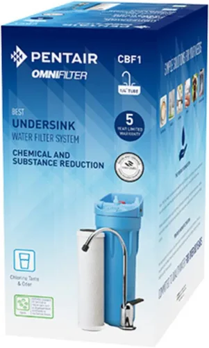 Vista 2 de Pentair OMNIFilter CBF1 Sistema de filtración de agua, filtro de agua potable de una sola etapa para debajo del fregadero, certificado NSF, incluye