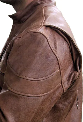 Vista 7 de Chaqueta de moto retro marrón Buffalo Hide Cafe Racer para hombre