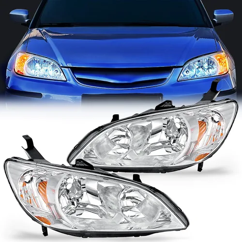 Vista 16 de Nilight - Conjunto de faros delanteros compatibles con Honda Civic 1996 1997 1998. Reemplazo de faros delanteros, carcasa negra, reflector ámbar