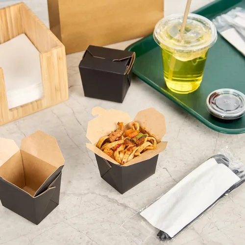 Vista 6 de Restaurantware Cajas chinas para llevar, paquete de 25 cajas de 8 onzas, resistentes a la grasa, contenedores de comida para llevar, desechables